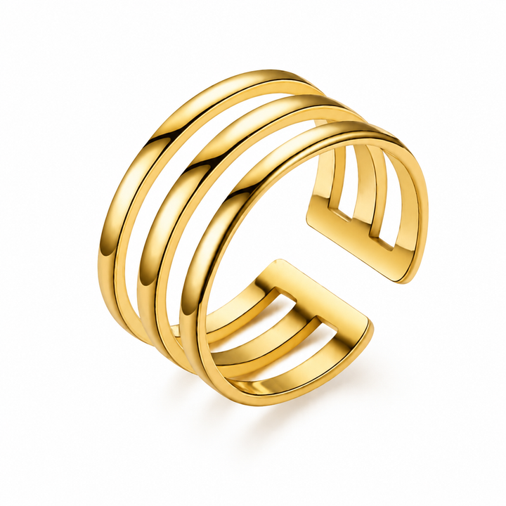 Ring 3 linjer - 18 karat forgyldt titanium