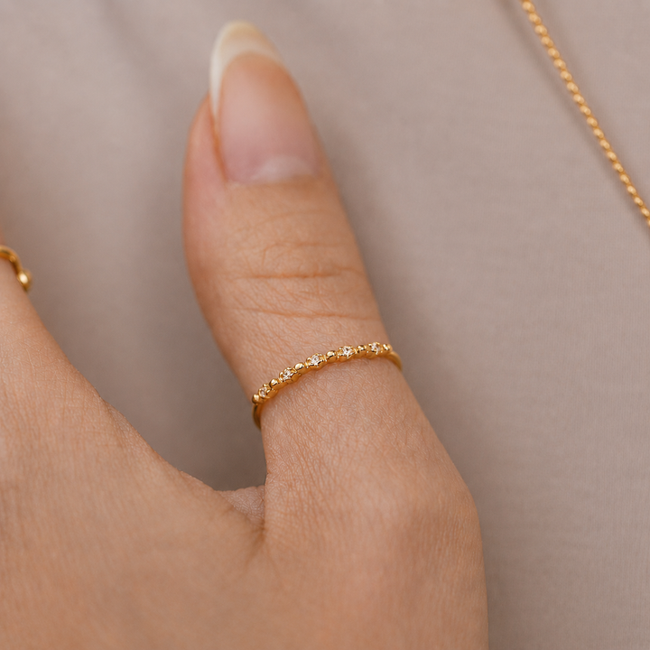 Tynde ringe med struktur - 18 karat sterlingsølv