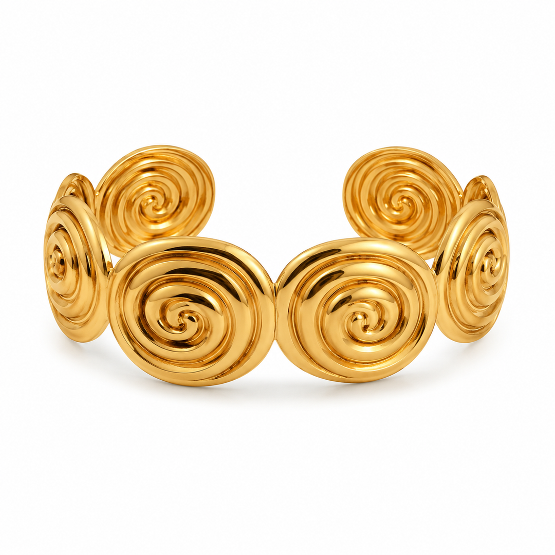 Lukkede spiral armring - 18 karat forgyldt ædelstål
