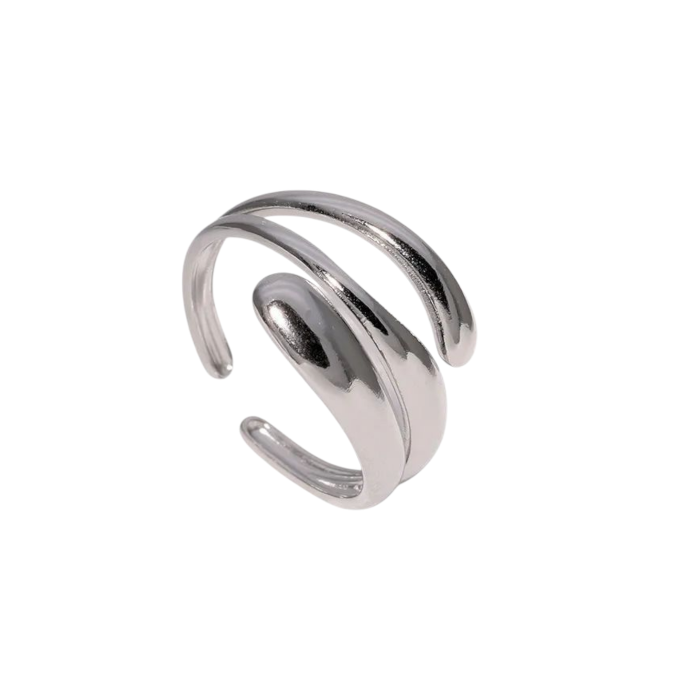 Ring i blankt ædelstål med bølget design