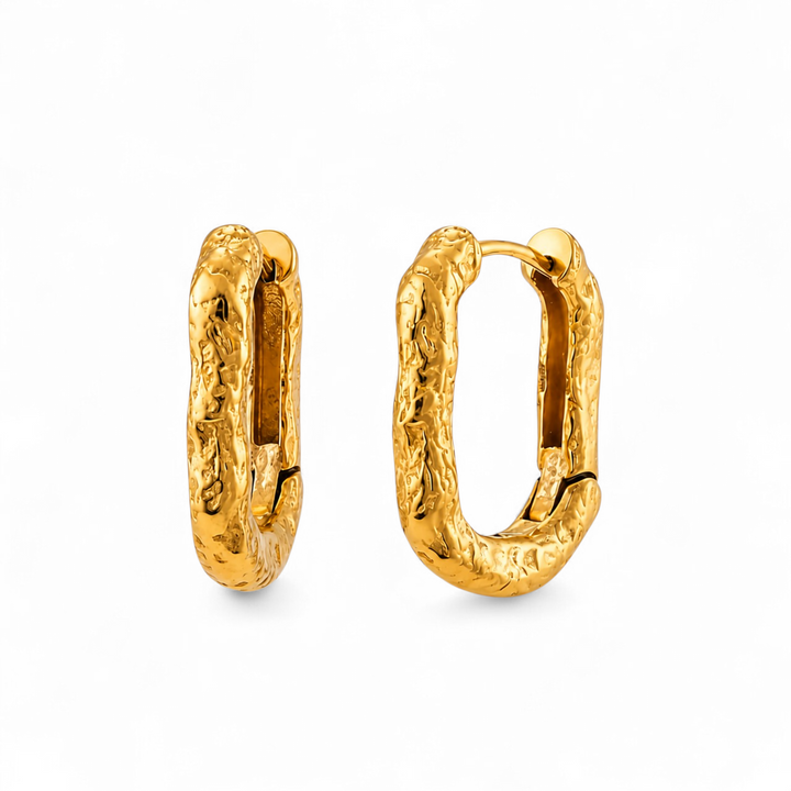Texture hoops - 18 karat forgyldt ædelstål