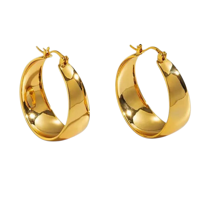 Classic wide hoops - 18 karat forgyldt ædelstål