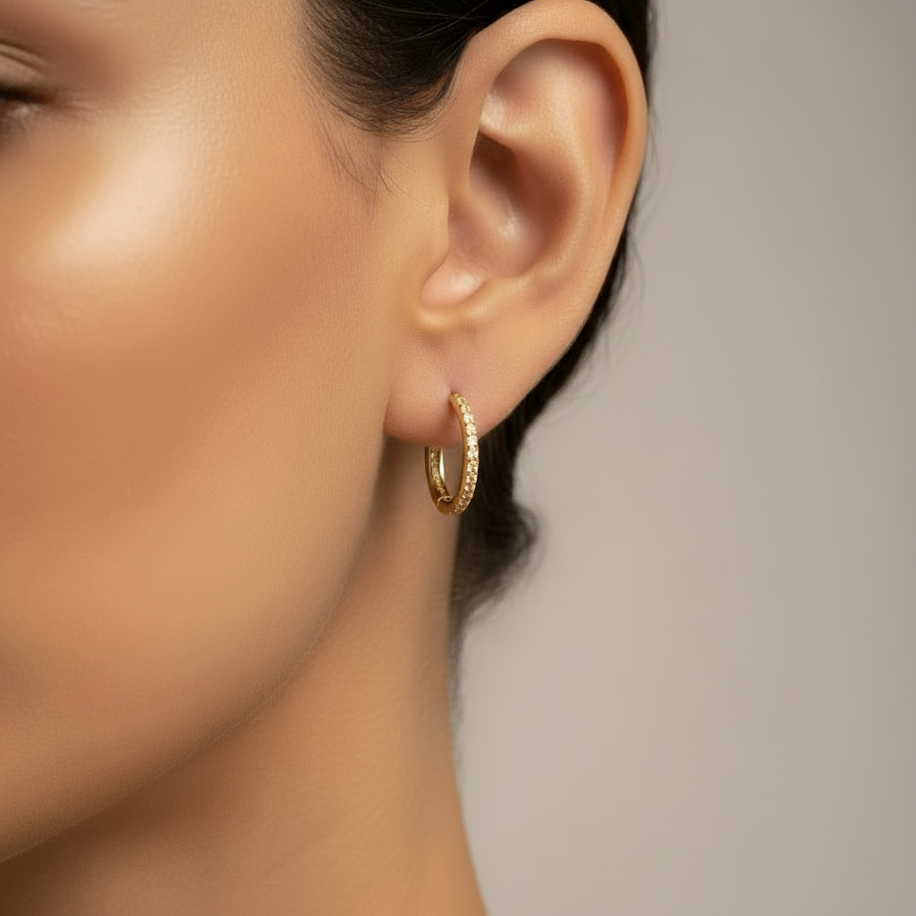 Champagne zirkon hoops i 18 karat forgyldt kobber