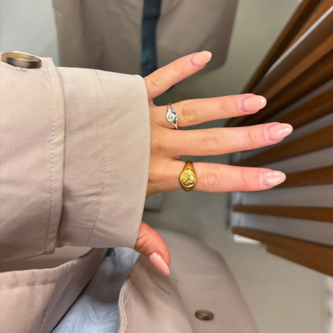 Signatur ring - 18 karat forgyldt titanium