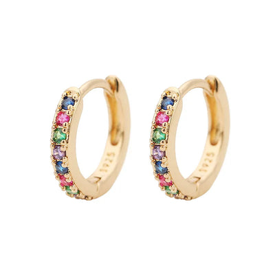 Hoops 7mm. med multifarvede zirkoner I 18kt.forgyldt 925 sterlingsølv
