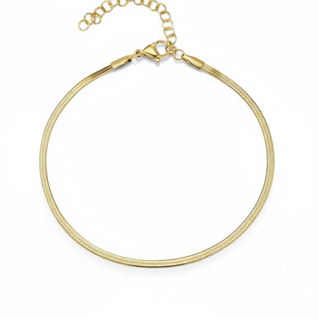 Flad slangekæde armbånd 2mm. i 18 karat forgyldt ædelstål