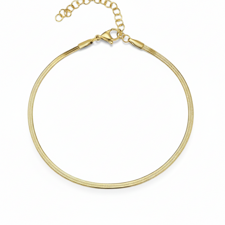 Flad slangekæde armbånd 2mm. i 18 karat forgyldt ædelstål