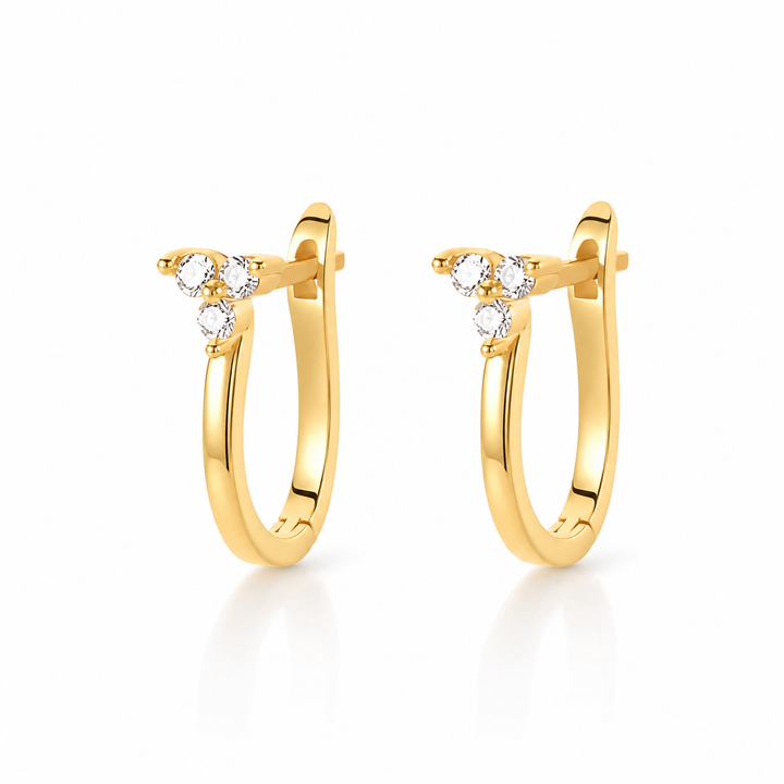 Hoops triple zirkon - 18 karat forgyldt kobber