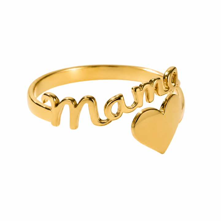 Mama hjerte ring - 18 karat forgyldt ædelstål