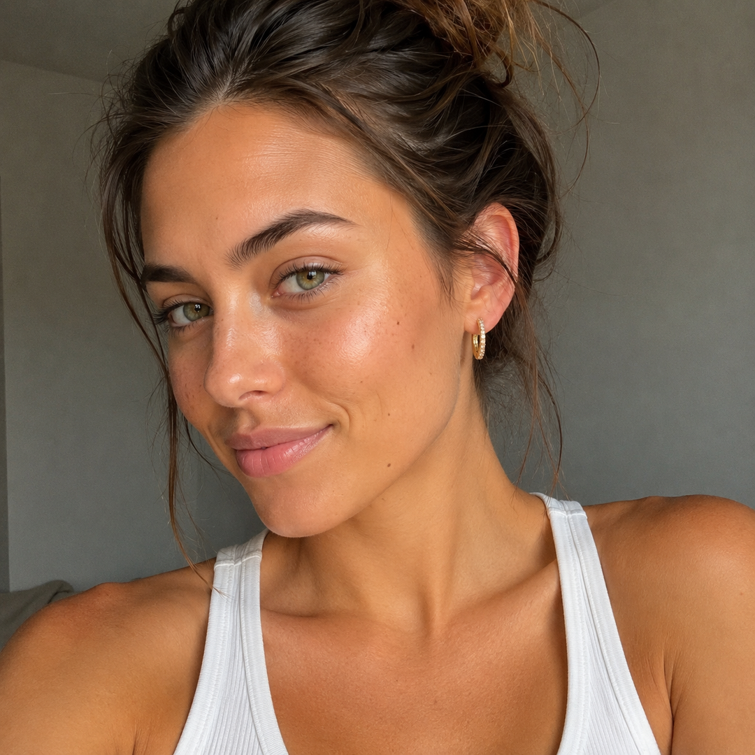 Lyserøde zirkon hoops - 18 karat forgyldt kobber