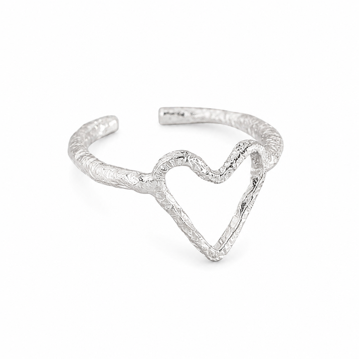 Hjerte ring hamret - 925 sterlingsølv