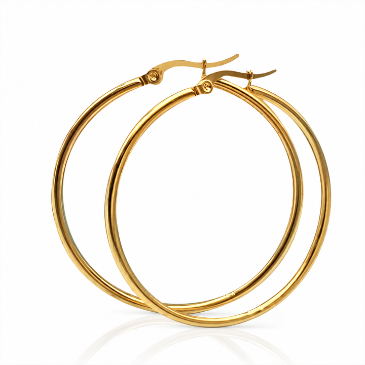 Hoops store 8cm - 18 karat forgyldt rustfrit ædelstål