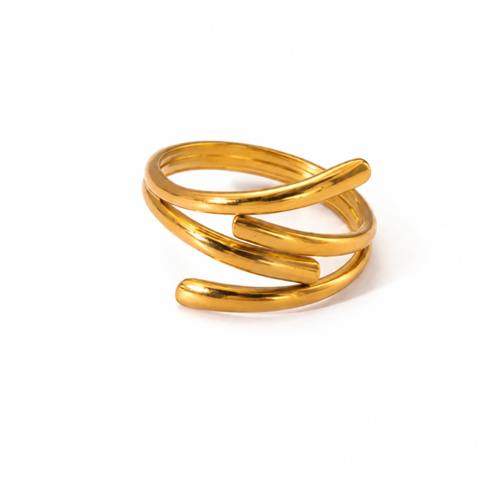 Fluid curve ring - 18 karat forgyldt ædelstål