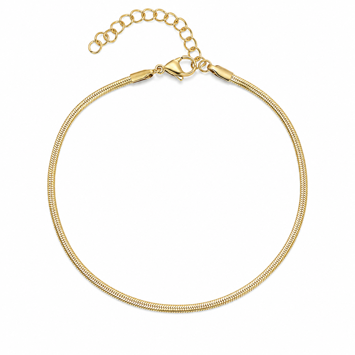 Flad slangekæde armbånd 2mm - 18 karat forgyldt ædelstål