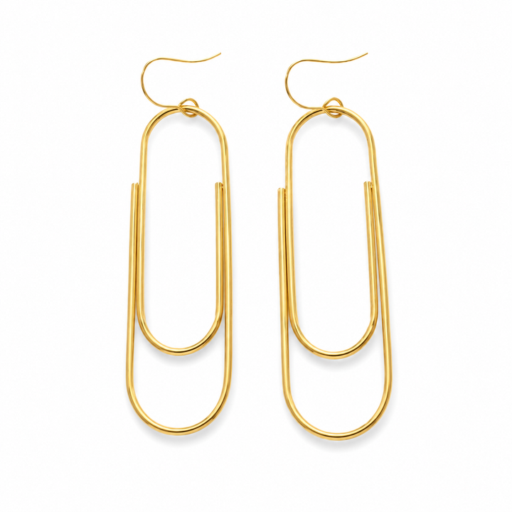 Paper clip øreringe - 18 karat forgyldt titanium