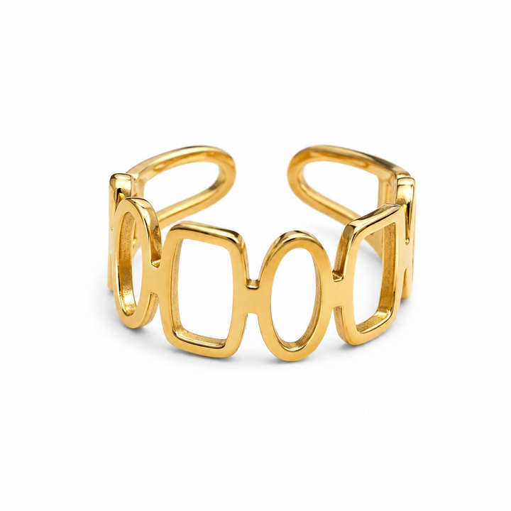 Ring med figurer - 18 karat forgyldt titanium