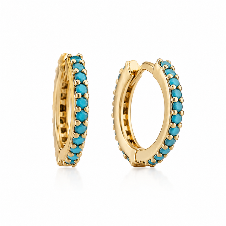 Turkis hoops - 18 karat forgyldt kobber