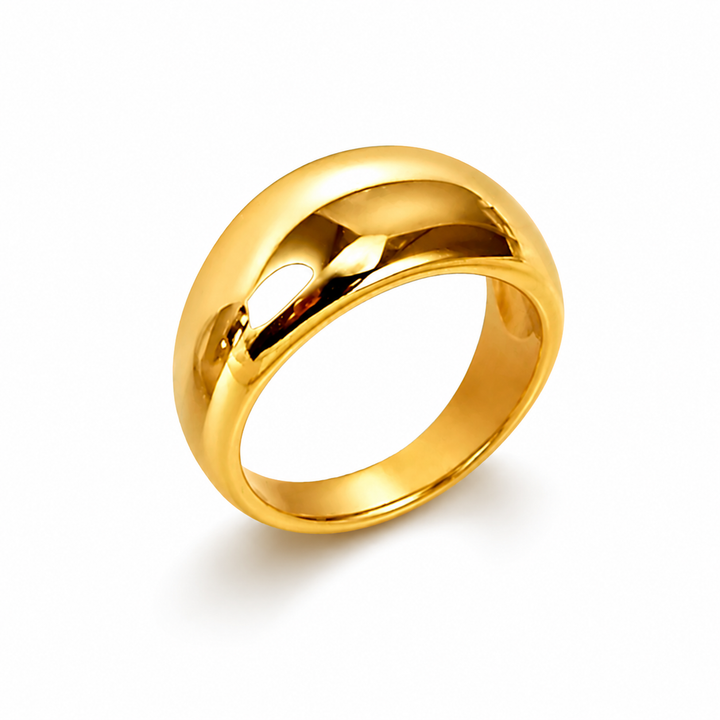 Dome ring i 18 karat forgyldt titanium