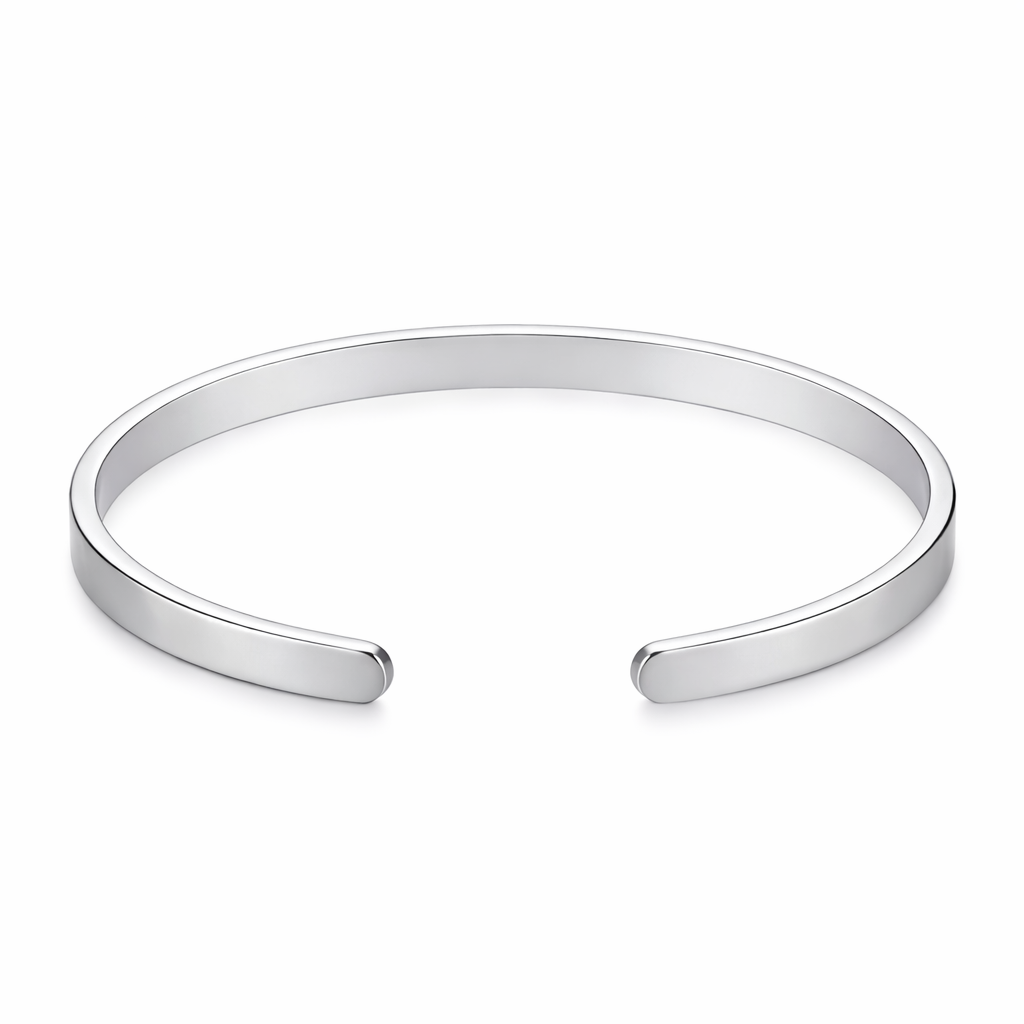 Åben armring 4mm - rustfrit ædelstål - kan graveres indvendigt og udvendigt - Gratis gravering