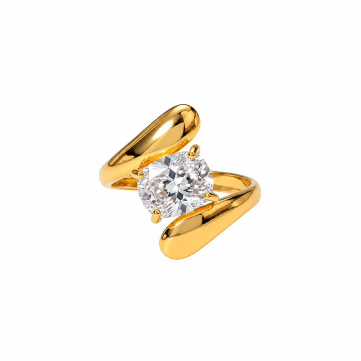 Statement zirkon Ring - 18 karat Forgyldt Ædelstål