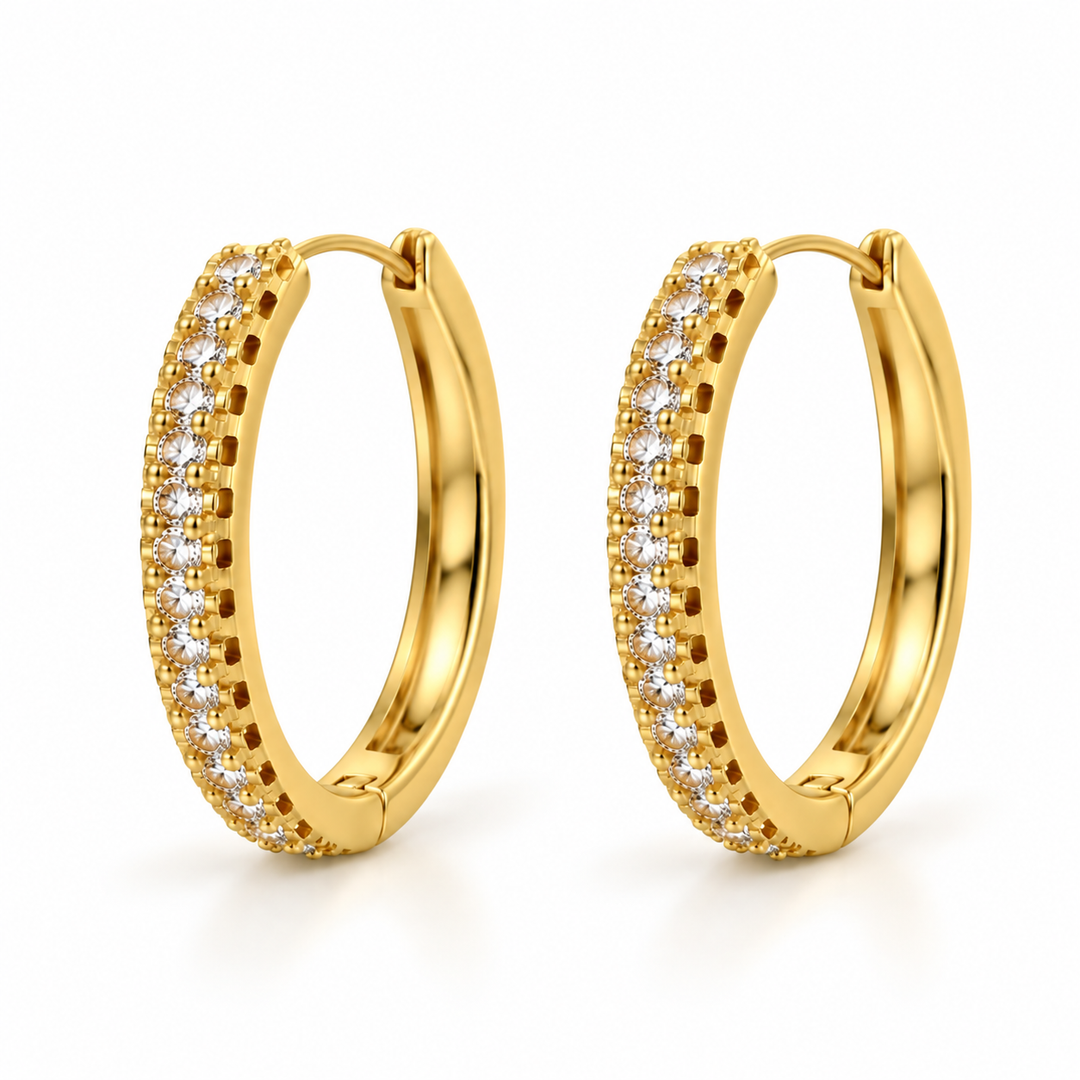 Zirkon hoops - 18 karat forgyldt kobber