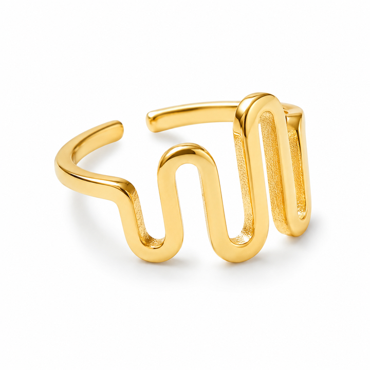 Ring med dybe bølger - 18 karat forgyldt titanium