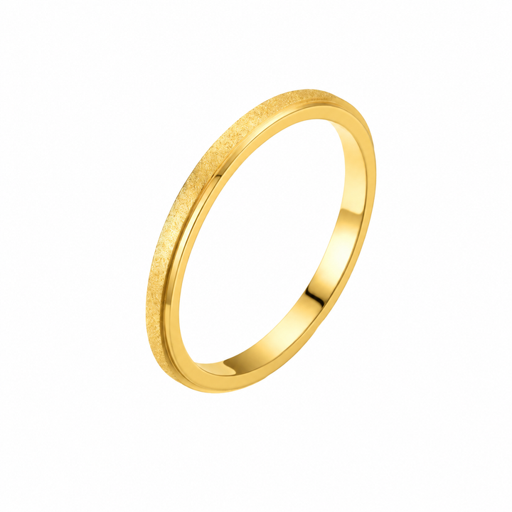 Enkel ring børstet - 18 karat forgyldt titanium