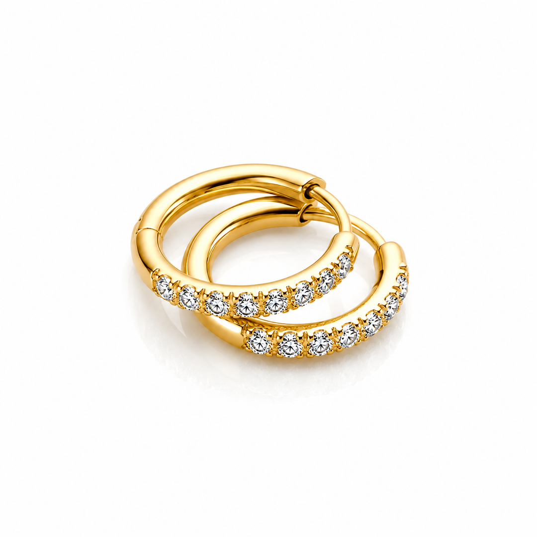 Classic Zircon Hoops – 18 karat forgyldt ædelstål. Flere Str.