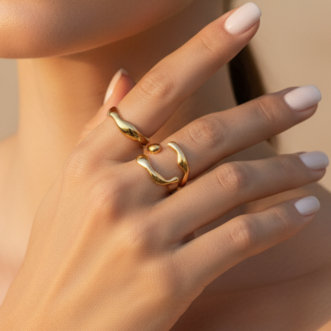 Ring åben organisk - 18 karat forgyldt titanium