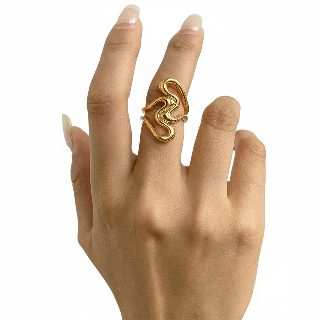 Hjerte i hjerte ring i 18 karat forgyldt ædelstål