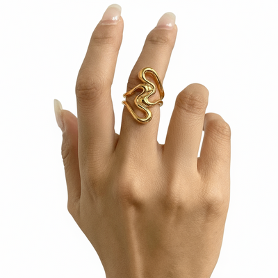 Hjerte i hjerte ring i 18 karat forgyldt ædelstål