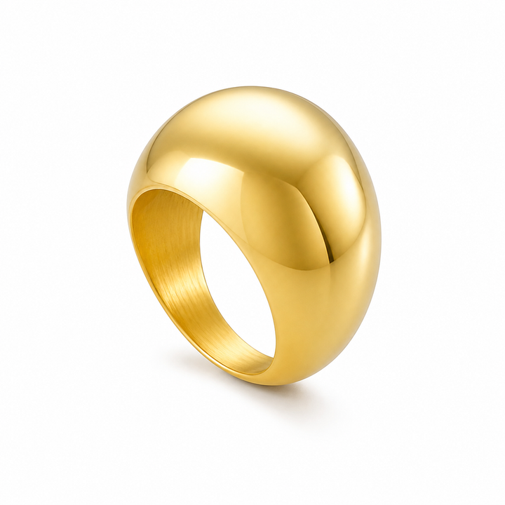 Dome ring i 18 karat forgyldt titanium