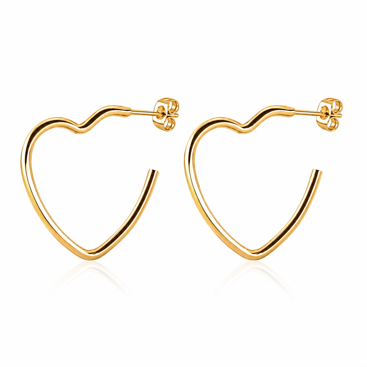 Hjerte hoops - 18 karat forgyldt titanium
