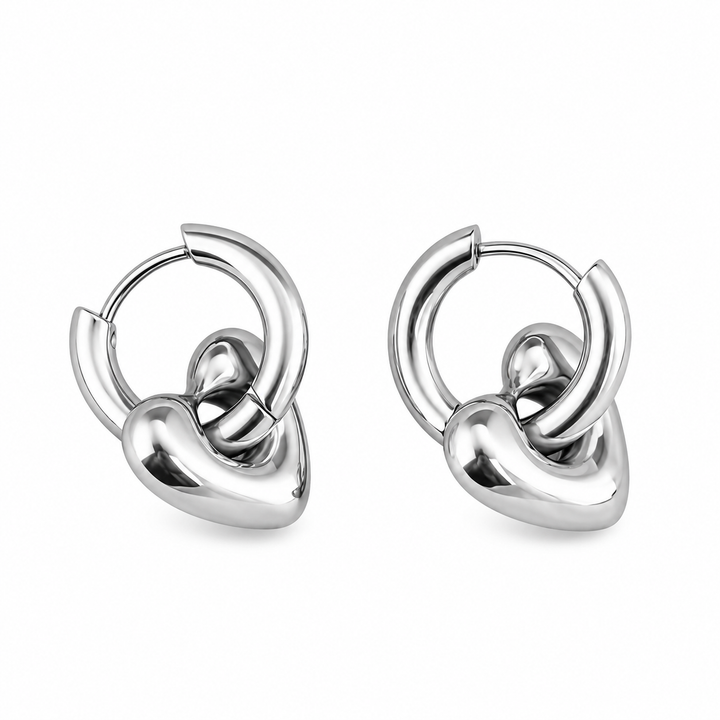 Chunky hoops hjertevedhæng - ædelstål