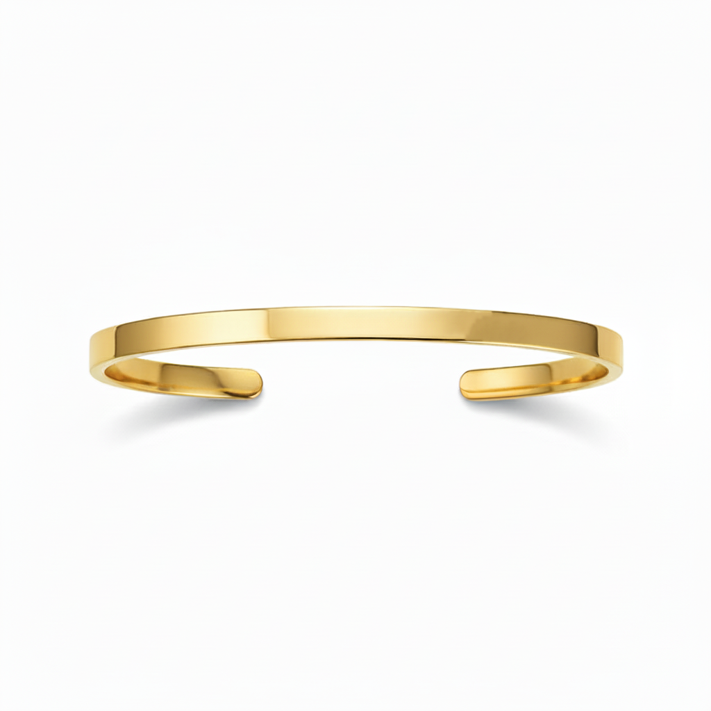 Åben Armring 6mm - 18 karat forgyldt ædelstål - Kan graveres indvendigt og udvendigt - Gratis gravering