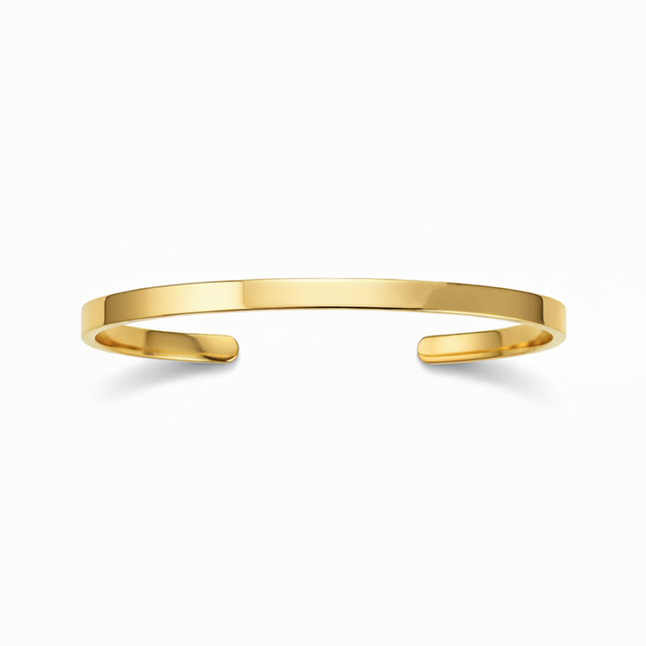 Åben Armring 6mm - 18 karat forgyldt ædelstål - Kan graveres indvendigt og udvendigt - Gratis gravering