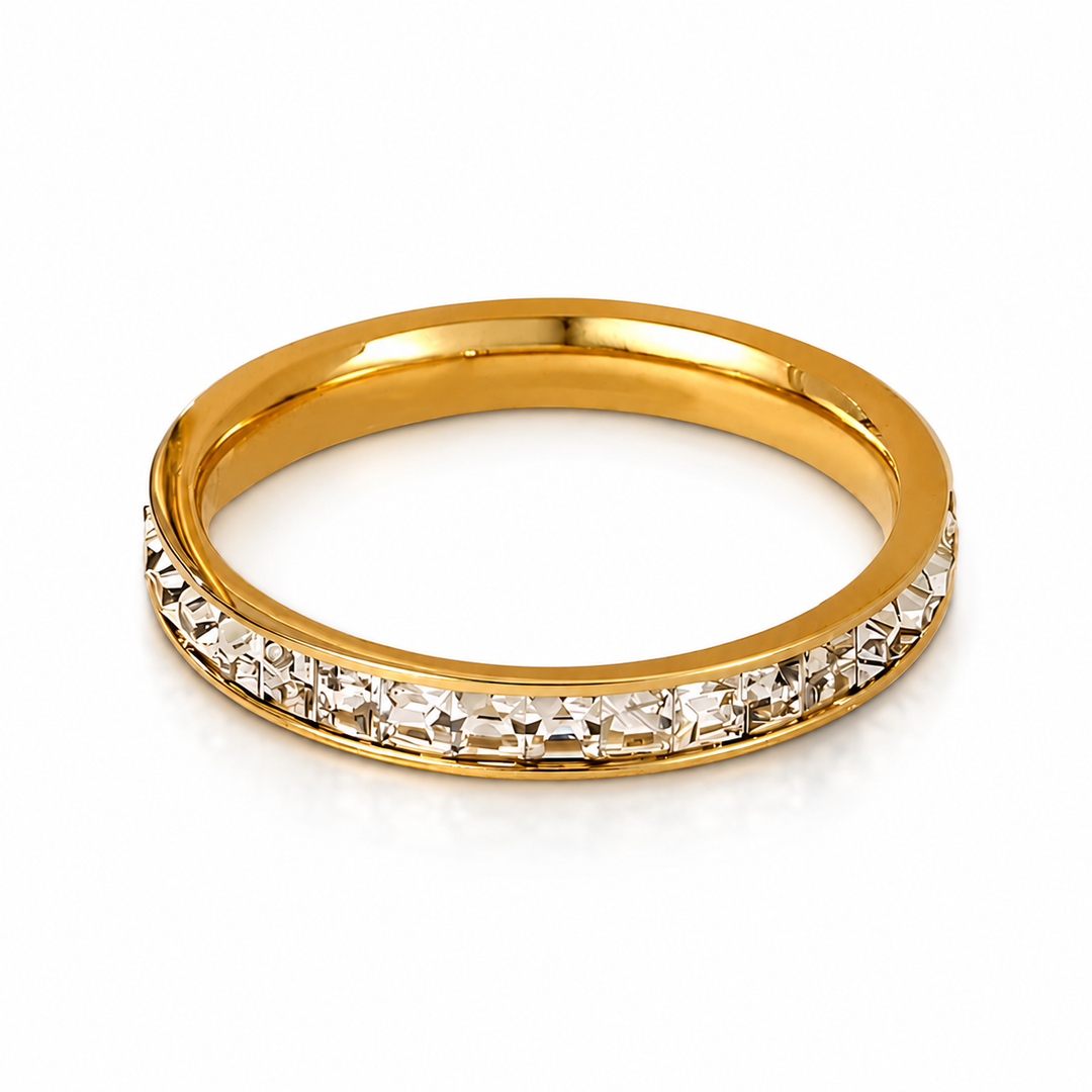 Band ring zirkoner - 18 karat forgyldt ædelstål