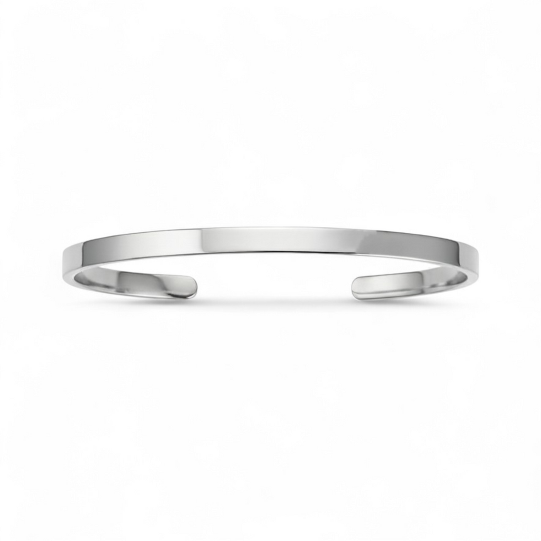 Åben armring 4mm - rustfrit ædelstål - kan graveres indvendigt og udvendigt - Gratis gravering