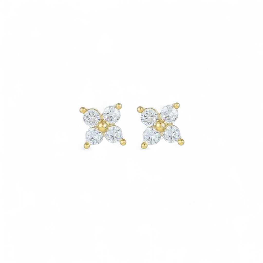 Ørestikker zirkon blomster i 18kt.forgyldt 925 sterlingsølv