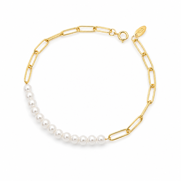Link armbånd perler - 18 karat forgyldt titanium