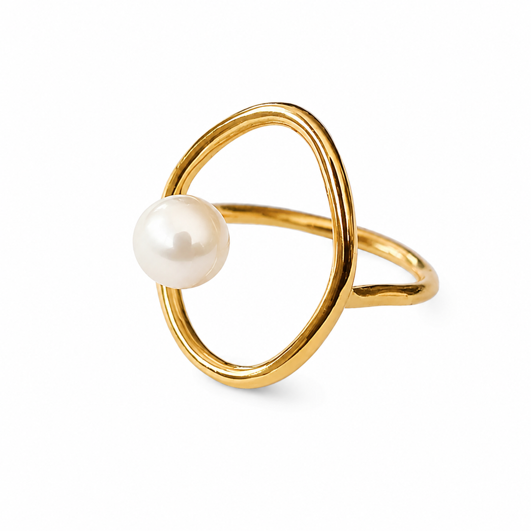 Åben oval perle - 18 karat titanium