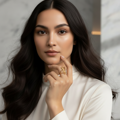 Hjerte i hjerte ring i 18 karat forgyldt ædelstål