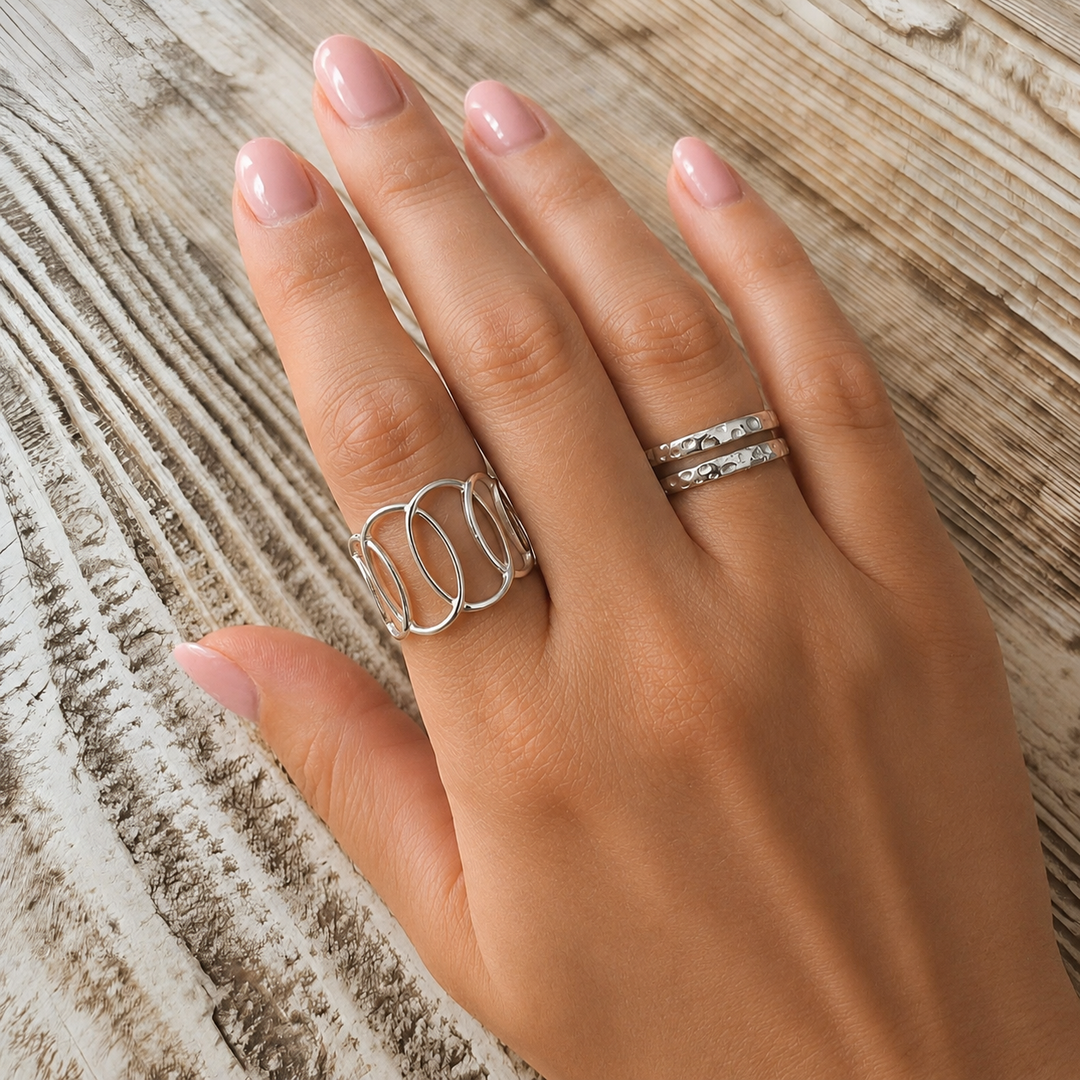 Ring med ovaler - titanium