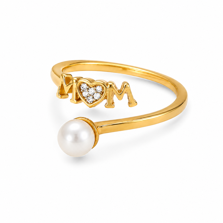 Mom perle ring - 18 karat forgyldt ædelstål