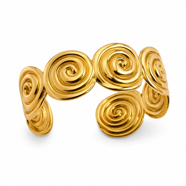 Lukkede spiral armring - 18 karat forgyldt ædelstål