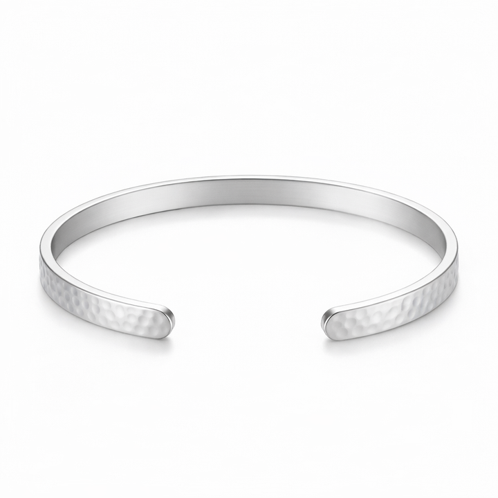 Armring hamret 4mm - ædelstål -  kan graveres indvendigt - Gratis gravering