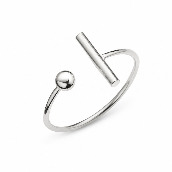 Spinkel ring med kugle og bar - titanium
