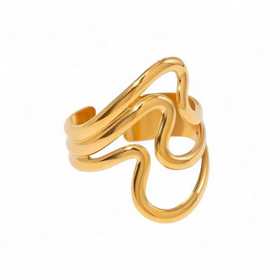 Wave ring i 18 karat forgyldt ædelstål