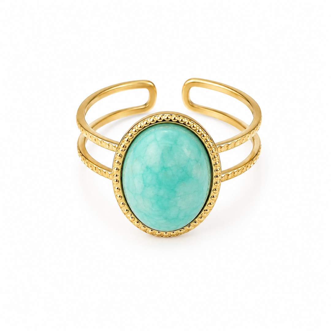 Vintage ring turkis - 18 karat forgyldt ædelstål