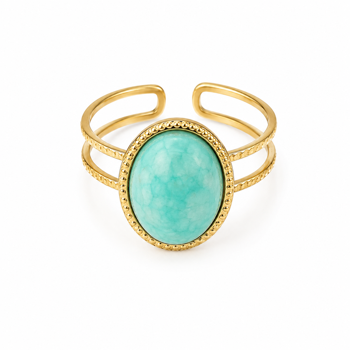 Vintage ring turkis - 18 karat forgyldt ædelstål